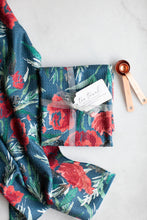 Load image into Gallery viewer, Holiday Floral Tea Towel - Navy
