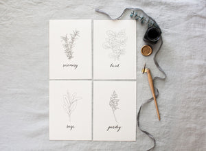 Herb Prints | Set of 4 | 5x7