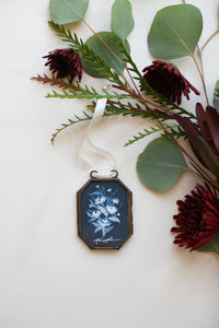 Blue and White Bouquet Vintage Locket Ornament